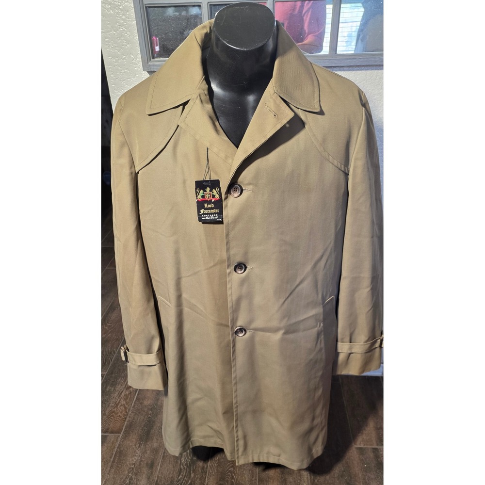 Vintage Eddie Bauer Lord Forecaster Men Tan Trench Coat Overcoat 48L NWT USA